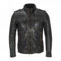 Mens Black Distressed Leather Jacket ML 5004