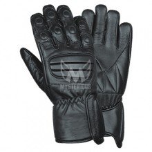 Black Leather Motorcycle Racing Gloves JEI-1195