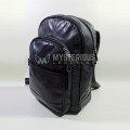 Black Plain Genuine Leather Laptop And School Bag