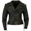 Ladies Black Classic Leather Motorcycle Jacket ML 7234