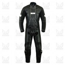 Mens Two Piece Black Leather Motorcycle Suit ML 7047S