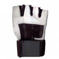 White Synthetic Leather Weight Lifting Gloves