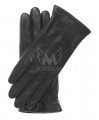 Women Classic Lined Leather Winter Dressing Gloves - Black
