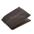 Mens Contrast Stitch Brown Genuine Leather Wallet