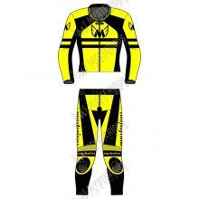 Force 2 Piece Leather Motorcycle Racing Suit ML-7384T - Yellow