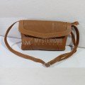 Women Brown Genuine Leather Mini Handbag Clutch Purse