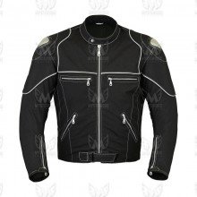 Mens Black Cordura Motorcycle Riding Jacket with Reflective Pipping ML 7567