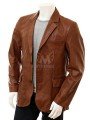 Mens Fashionable Tan Leather Blazer ML 9170