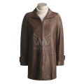 Women Full Swing Leather Coat with Warm Liner ML 7465 - Brown