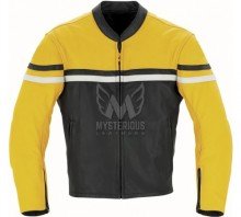 Mens Leather Motorbike Jackets ML 7054 - Yellow/Black