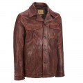 Mens Front Pocket Distressed Leather Jacket ML 5011