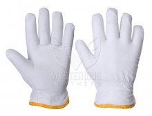 Fleece Lined White Leather Driving Gloves