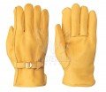 Yellow Leather Driving Gloves Fleece Lined 