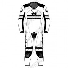 Force 1 Piece Leather Motorcycle Racing Suit ML 7384 - White