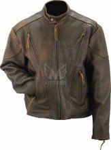 Mens Antique Leather Vented Scooter Jacket ML 7313