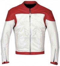 Mens Leather Motorbike Jackets ML 7058 - Red/White