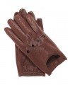 Mens Lambskin Leather Driving Gloves - Brown