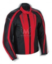 Mens Leather Motorbike Jackets ML 7067 - Red/Black