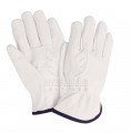 White Leather Driving Gloves Fleece Lined 