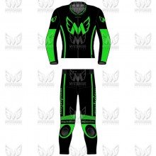 Speed 2 Piece Leather Motorcycle Racing Suit ML 7888 - Black/Green