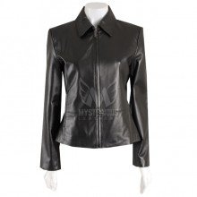 Women Short Length Black Leather Jacket ML 7360