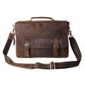 Antique Dark Brown Genuine Crazy Horse Leather Laptop Bag